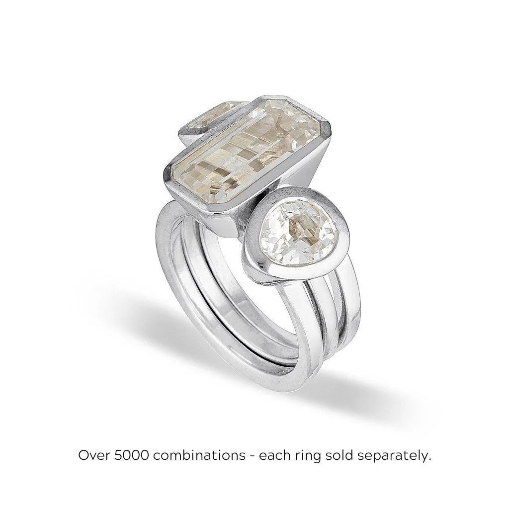 CELEBRATION STACKER RING - LARGE EMERALD CUT - LEMON QUARTZ