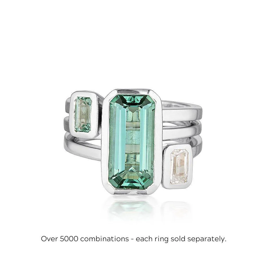 CELEBRATION STACKER RING - LARGE EMERALD CUT - LEMON QUARTZ