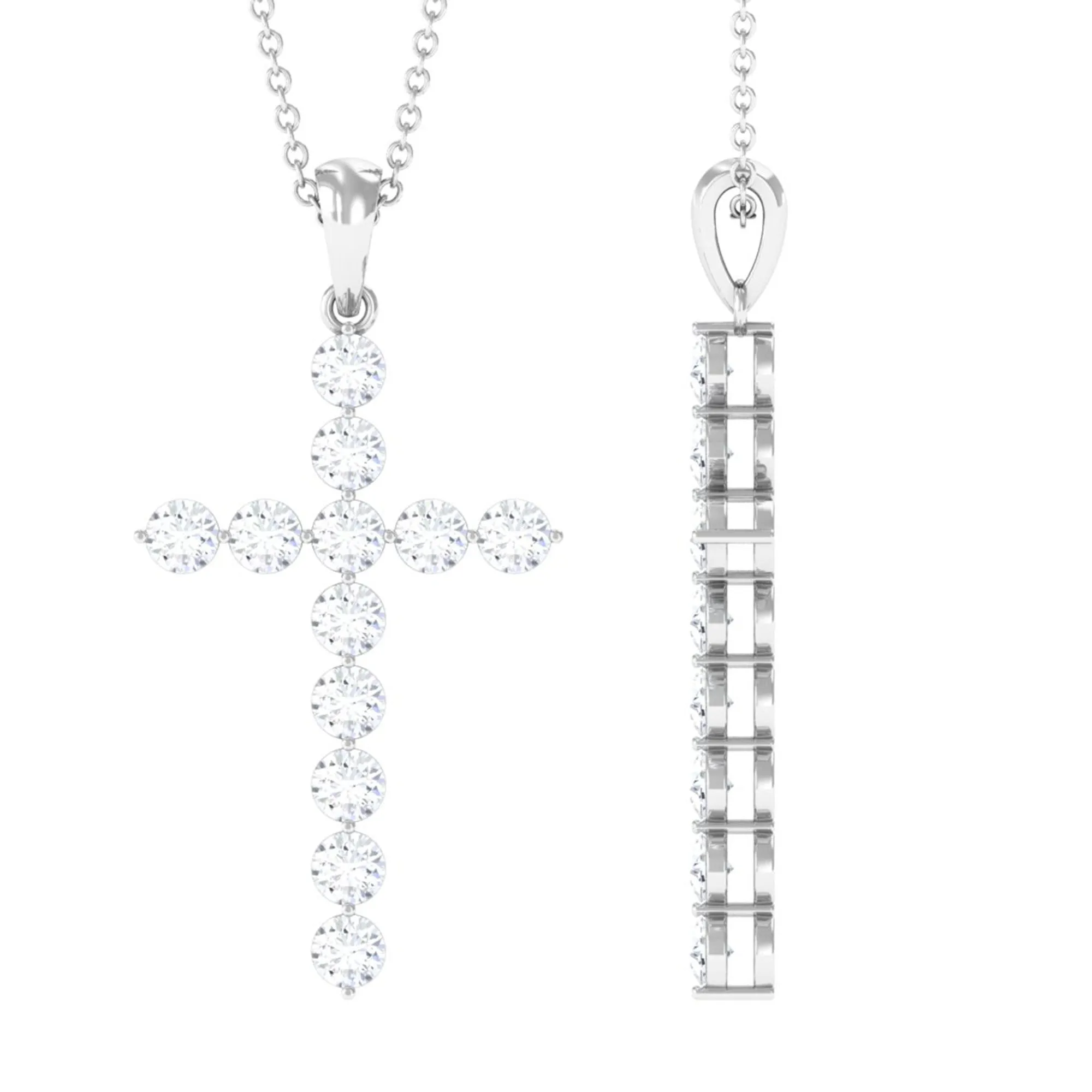 Certified Moissanite Cross Pendant Necklace