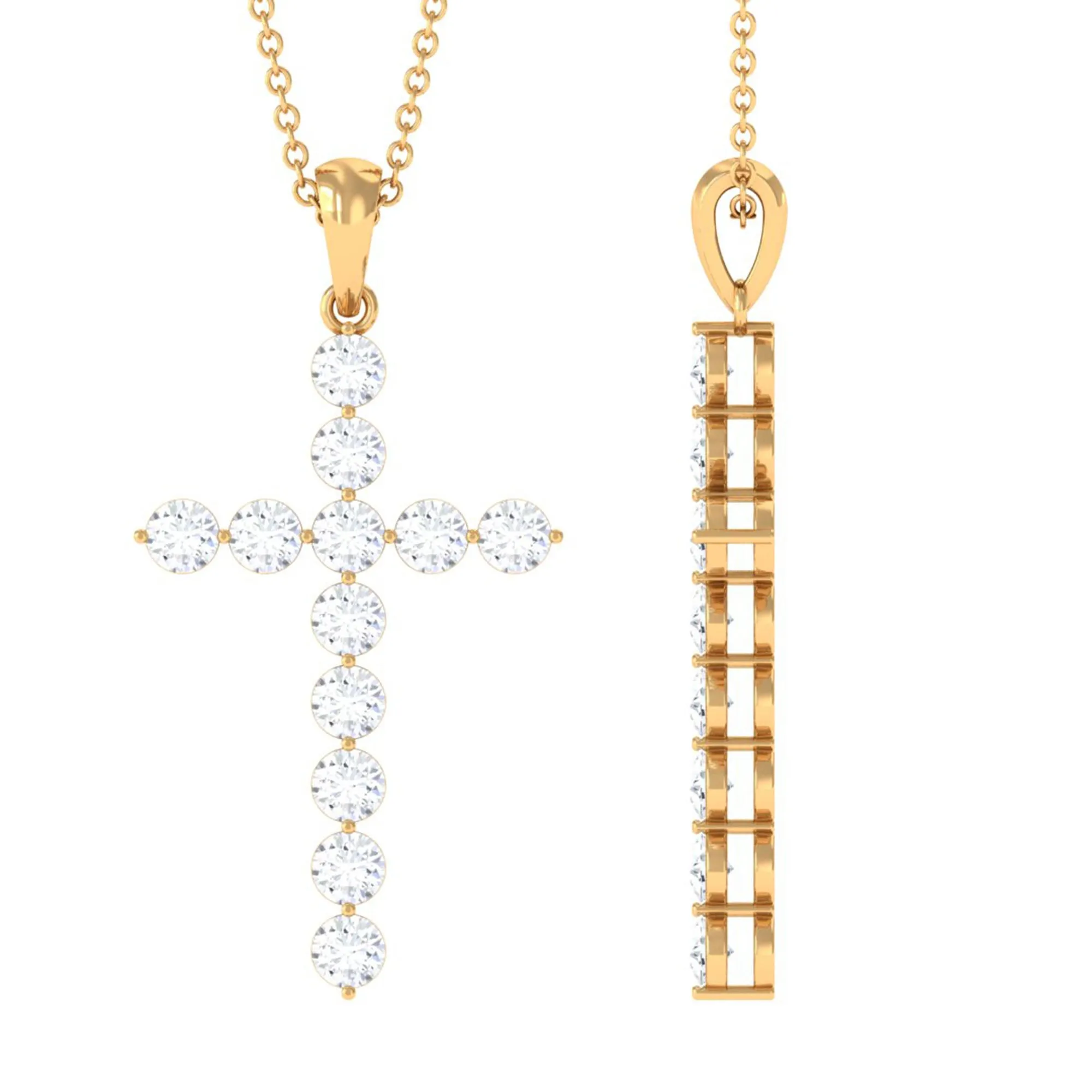Certified Moissanite Cross Pendant Necklace