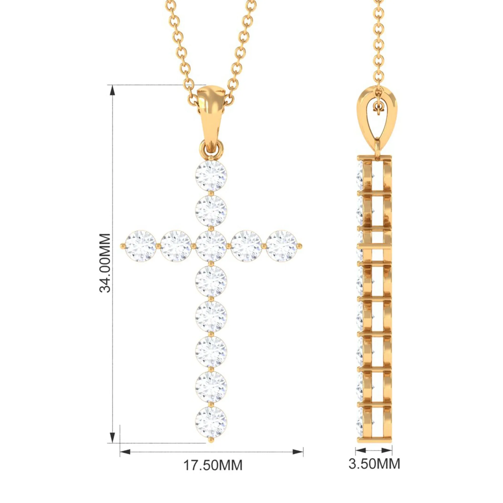 Certified Moissanite Cross Pendant Necklace