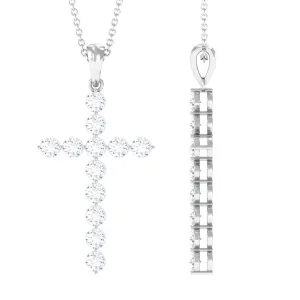 Certified Moissanite Cross Pendant Necklace