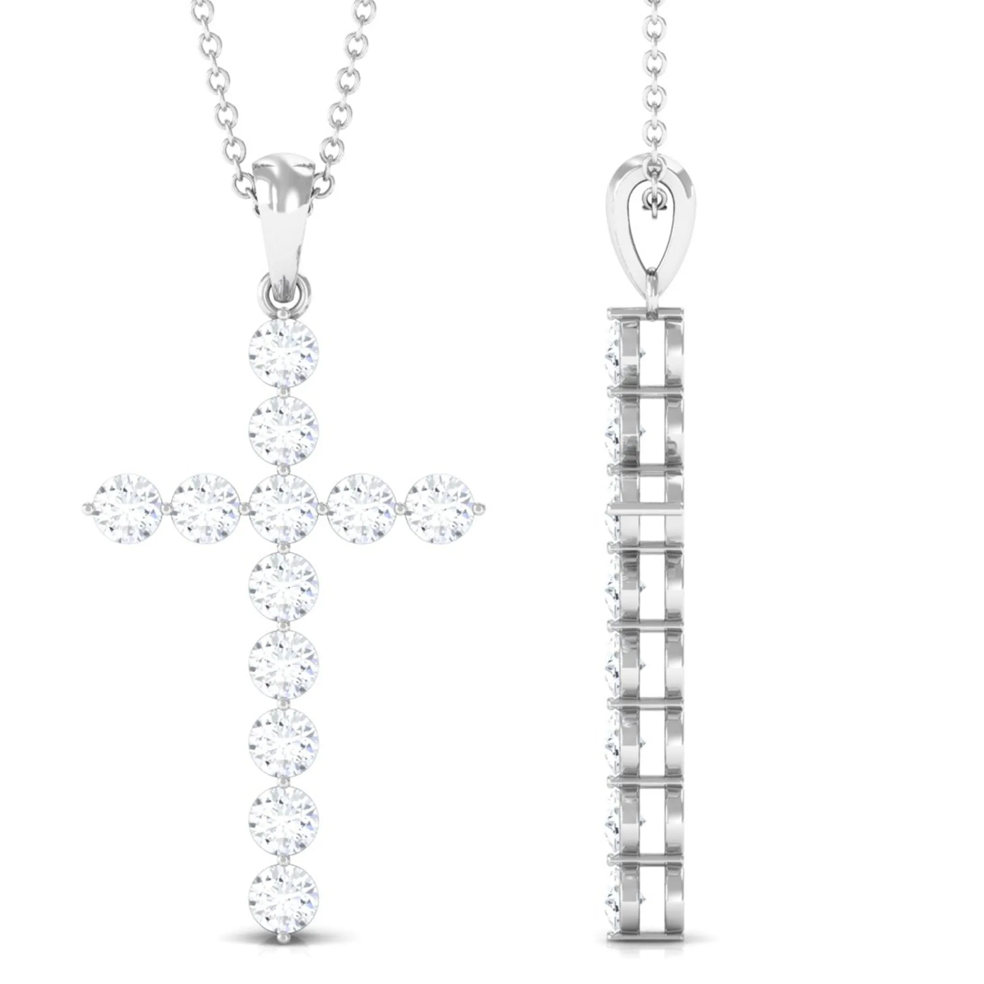 Certified Moissanite Cross Pendant Necklace