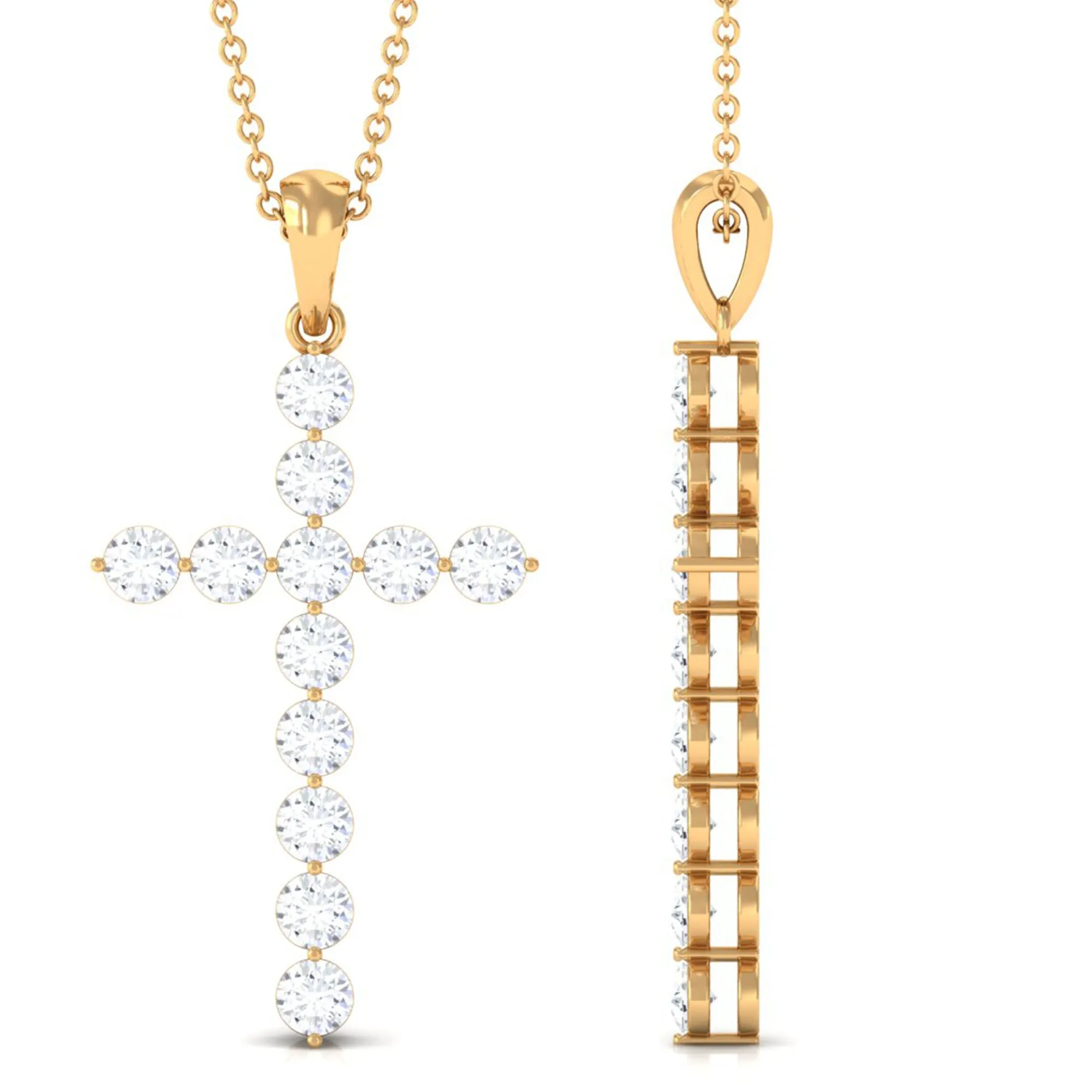 Certified Moissanite Cross Pendant Necklace