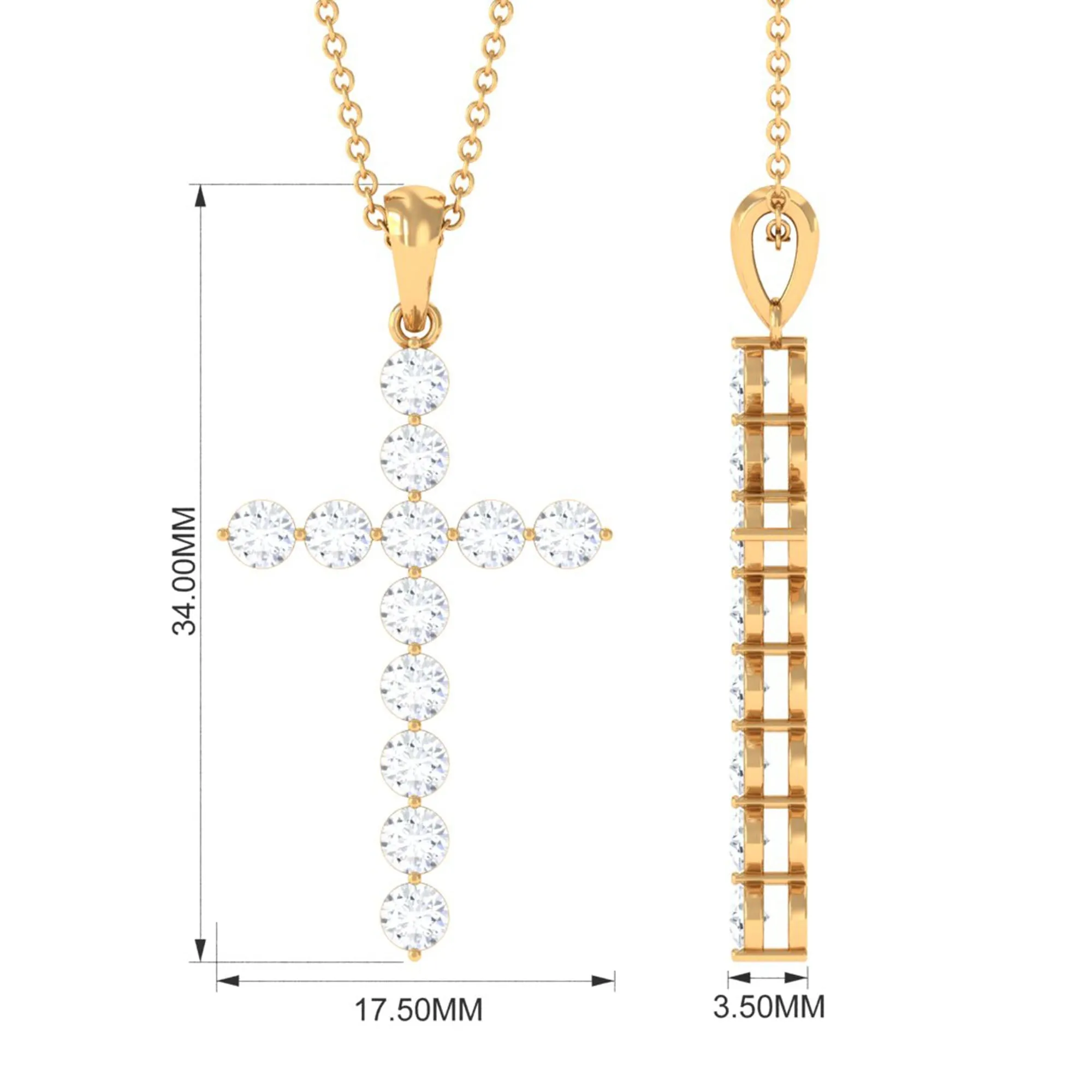 Certified Moissanite Cross Pendant Necklace
