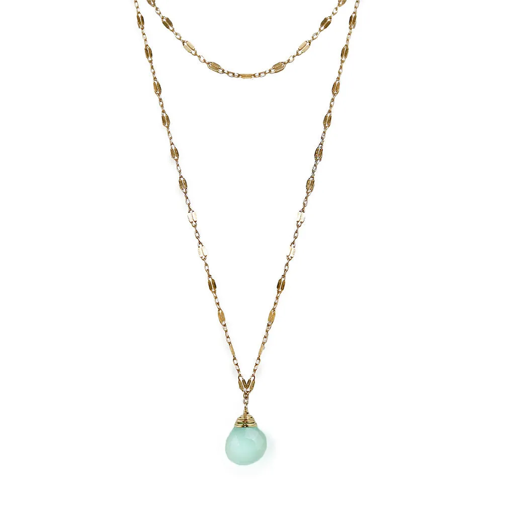 Choker Wrap Gemstone Necklace - Chalcedony