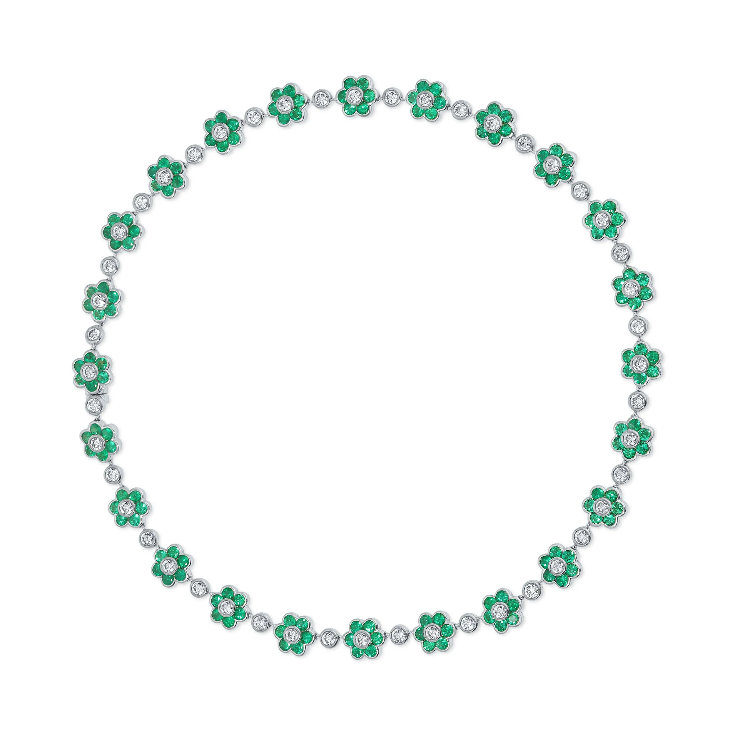 COLOMBIAN EMERALD AND DIAMOND FLORA CHOKER