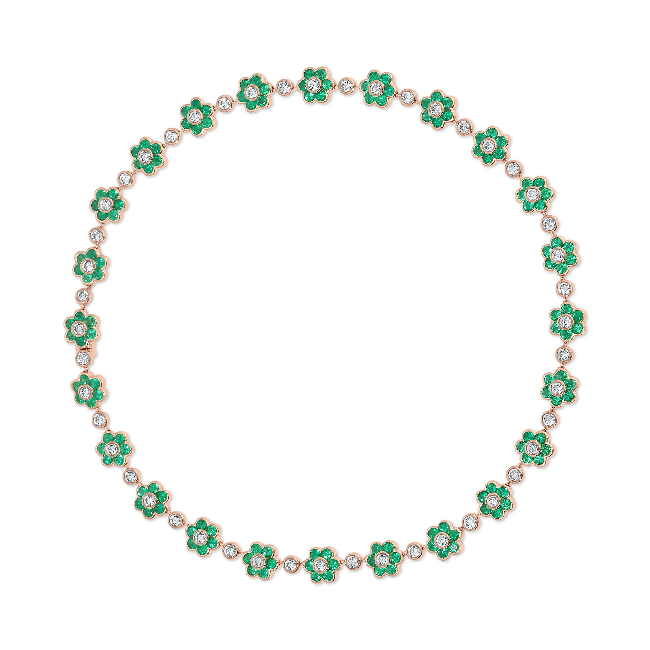 COLOMBIAN EMERALD AND DIAMOND FLORA CHOKER