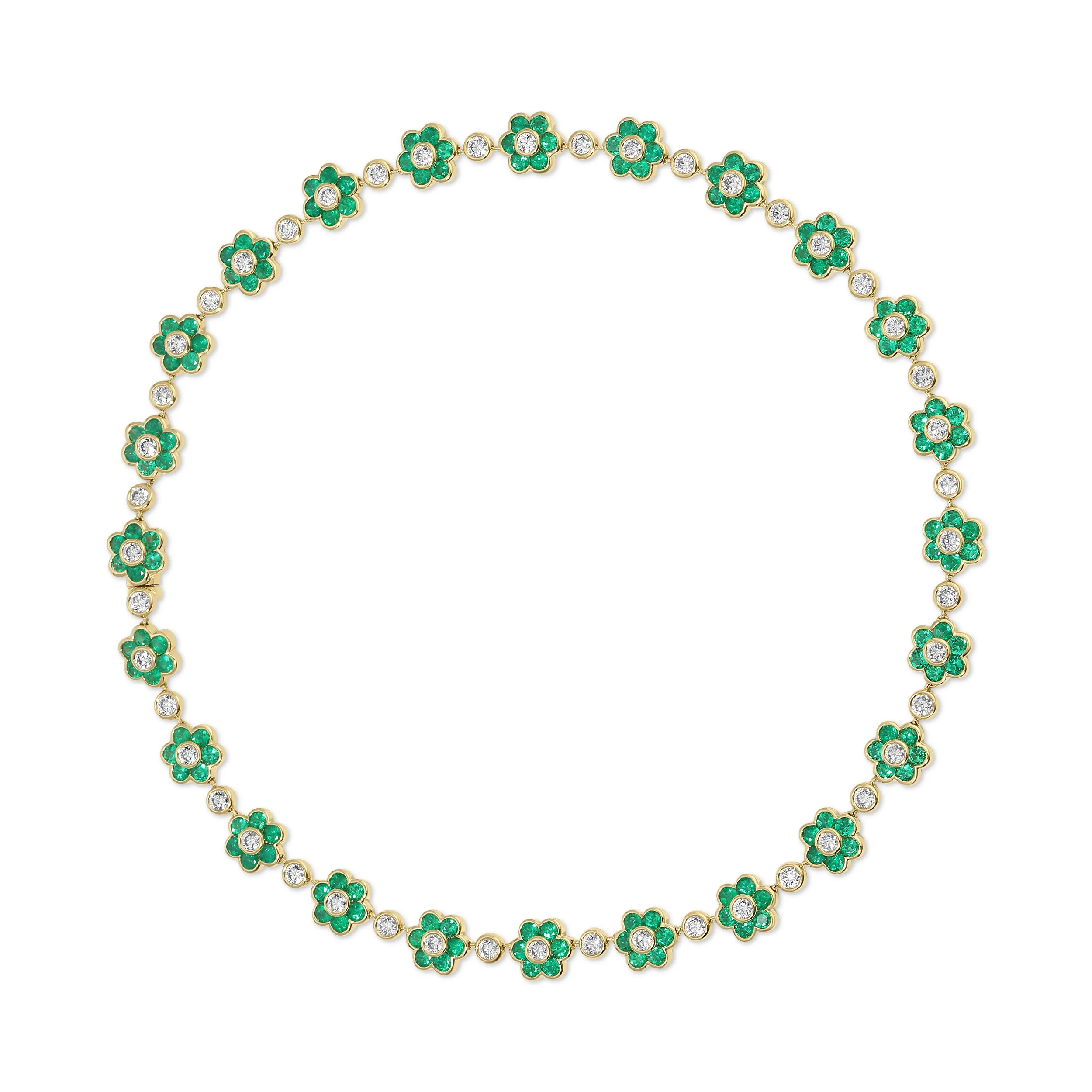 COLOMBIAN EMERALD AND DIAMOND FLORA CHOKER