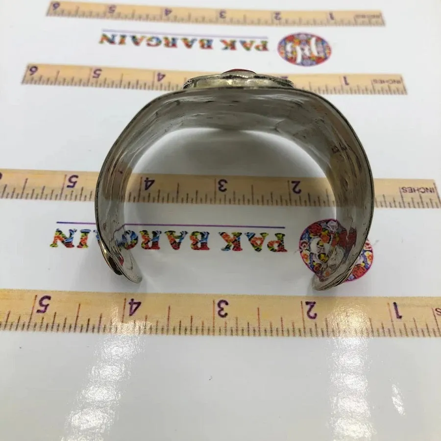 Coral Stone Ethnic Tribal Cuff Bracelet