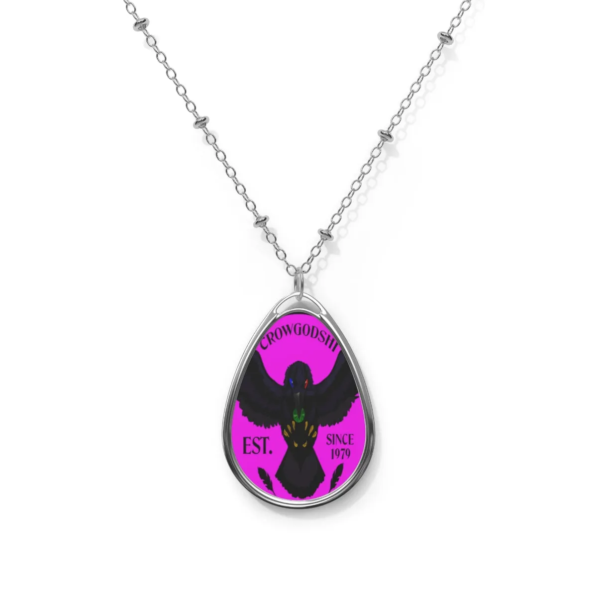 Crowgodshi Designer Oval Necklace, PINK