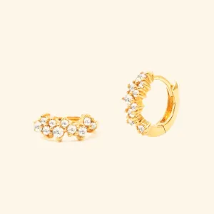 Crystal Snowflakes Huggie Hoop Earrings