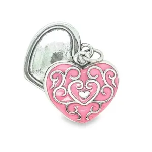 D1172 Pink Ornate Heart Locket Charm