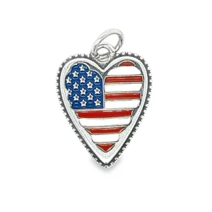 D1226 Heart United States Flag Pendant