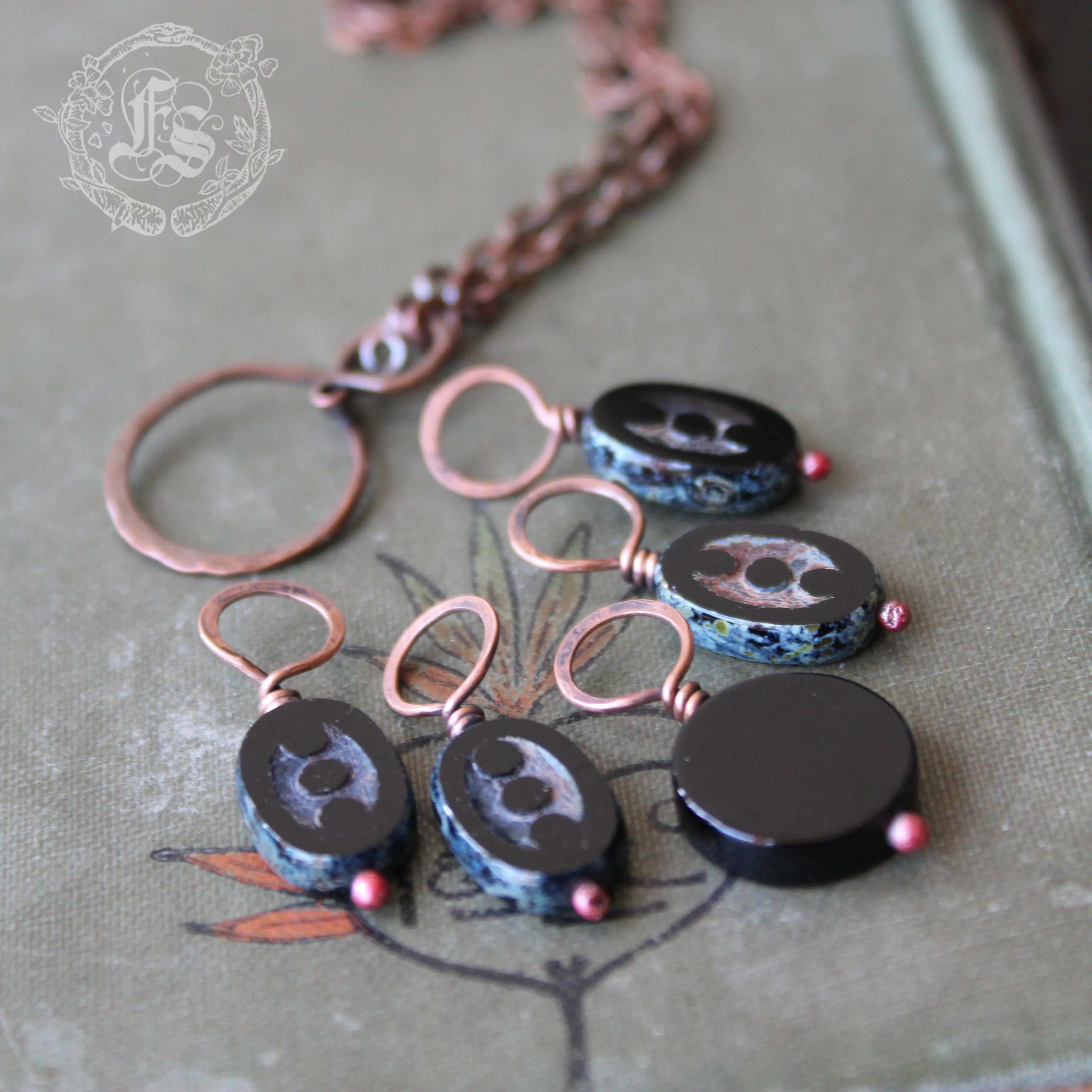 Dark Moon Stitch Marker Necklace