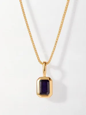 Deco blue sapphire September birthstone necklace