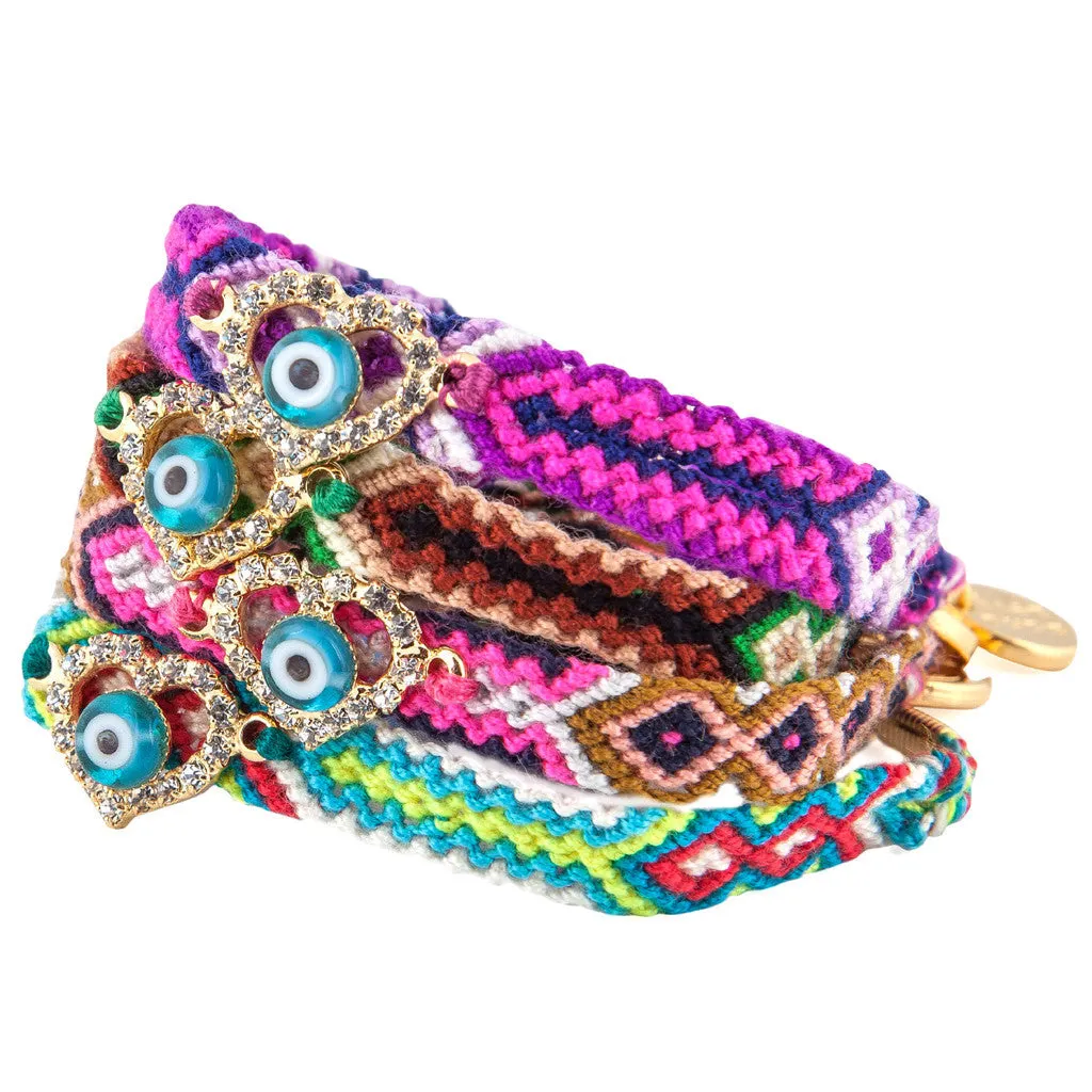 Diamante Heart Charm Friendship Bracelet