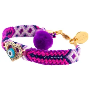 Diamante Heart Charm Friendship Bracelet