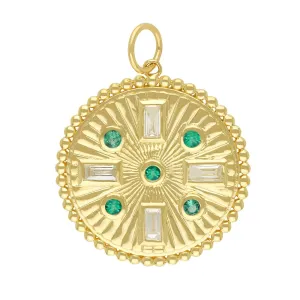 Diamond & Emerald Round Pendant 24mm