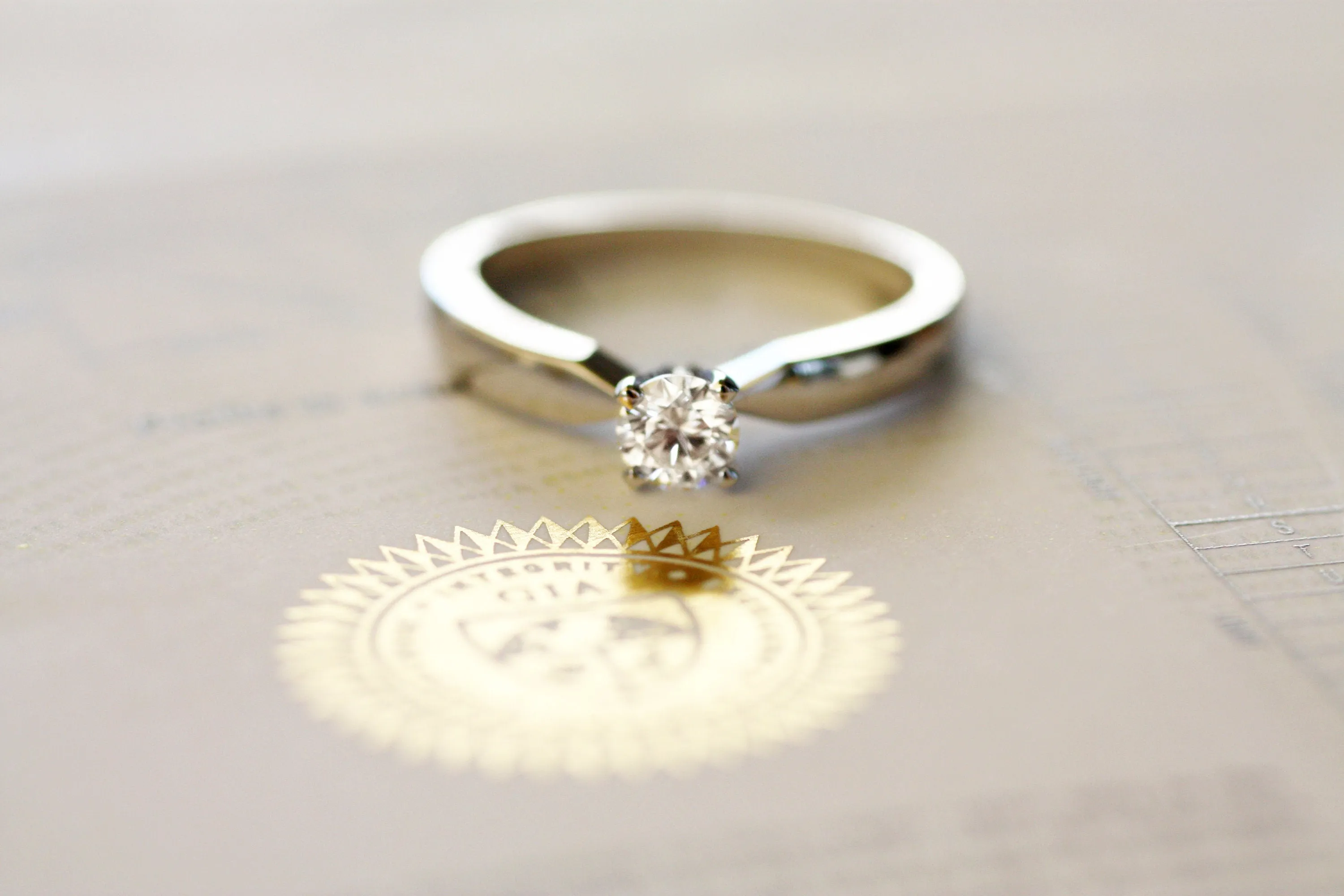 Diamond Engagement Gold Ring, GIA CERTIFIED Diamond ring