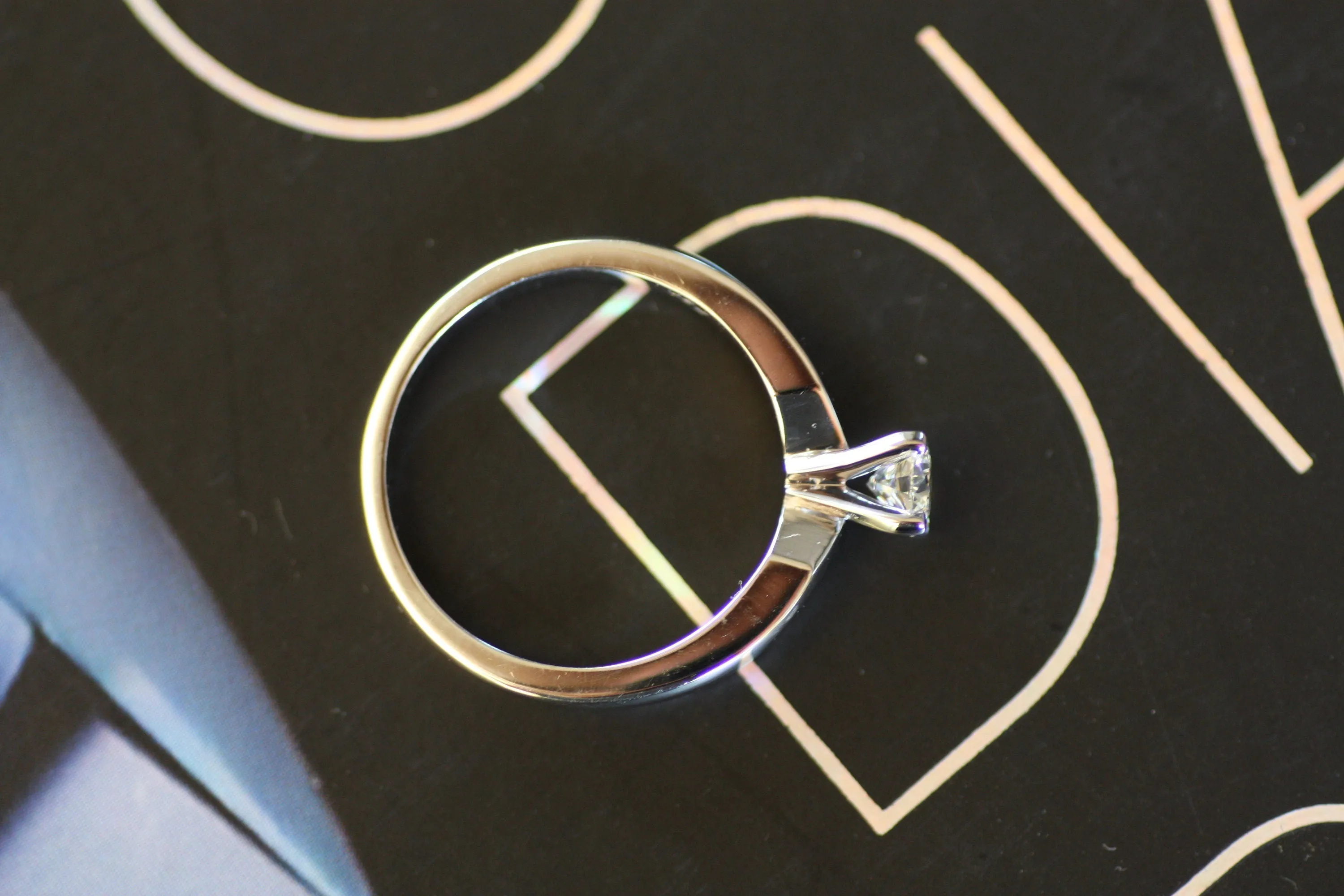 Diamond Engagement Gold Ring, GIA CERTIFIED Diamond ring