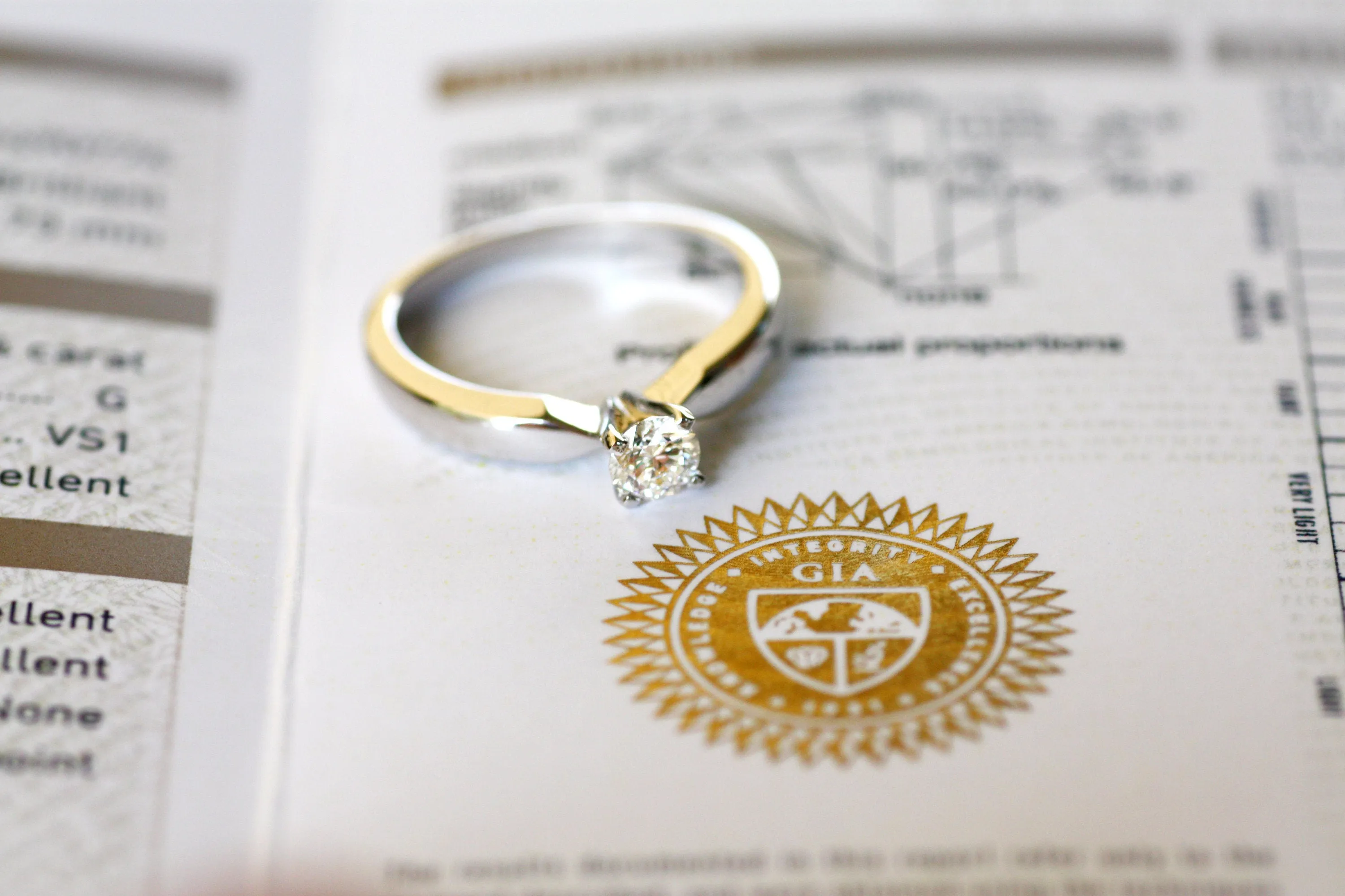 Diamond Engagement Gold Ring, GIA CERTIFIED Diamond ring