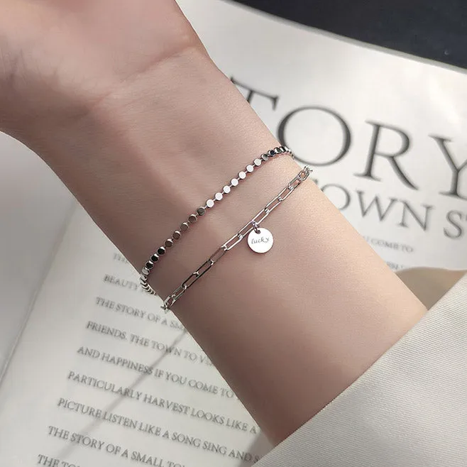 Double Chain Disk Bracelet