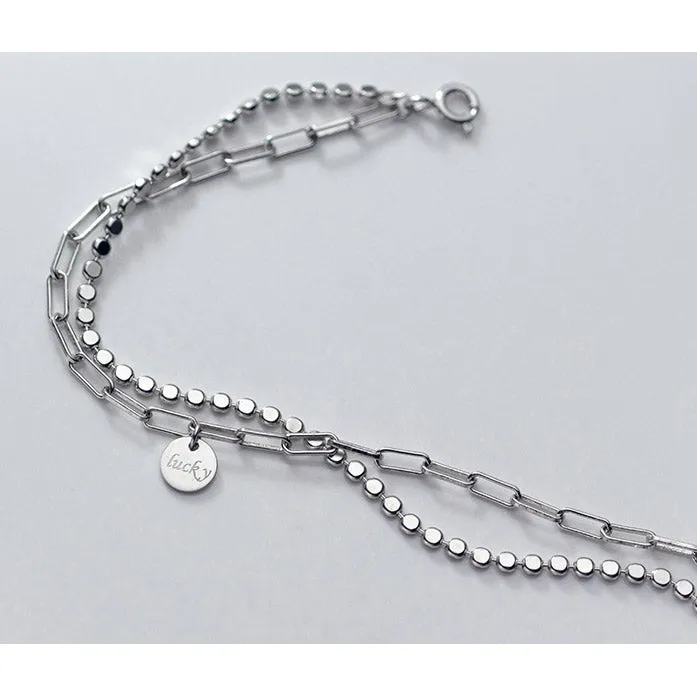 Double Chain Disk Bracelet