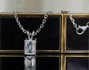 Doveggs emerald solitaire moissanite necklace for women (pendant only)