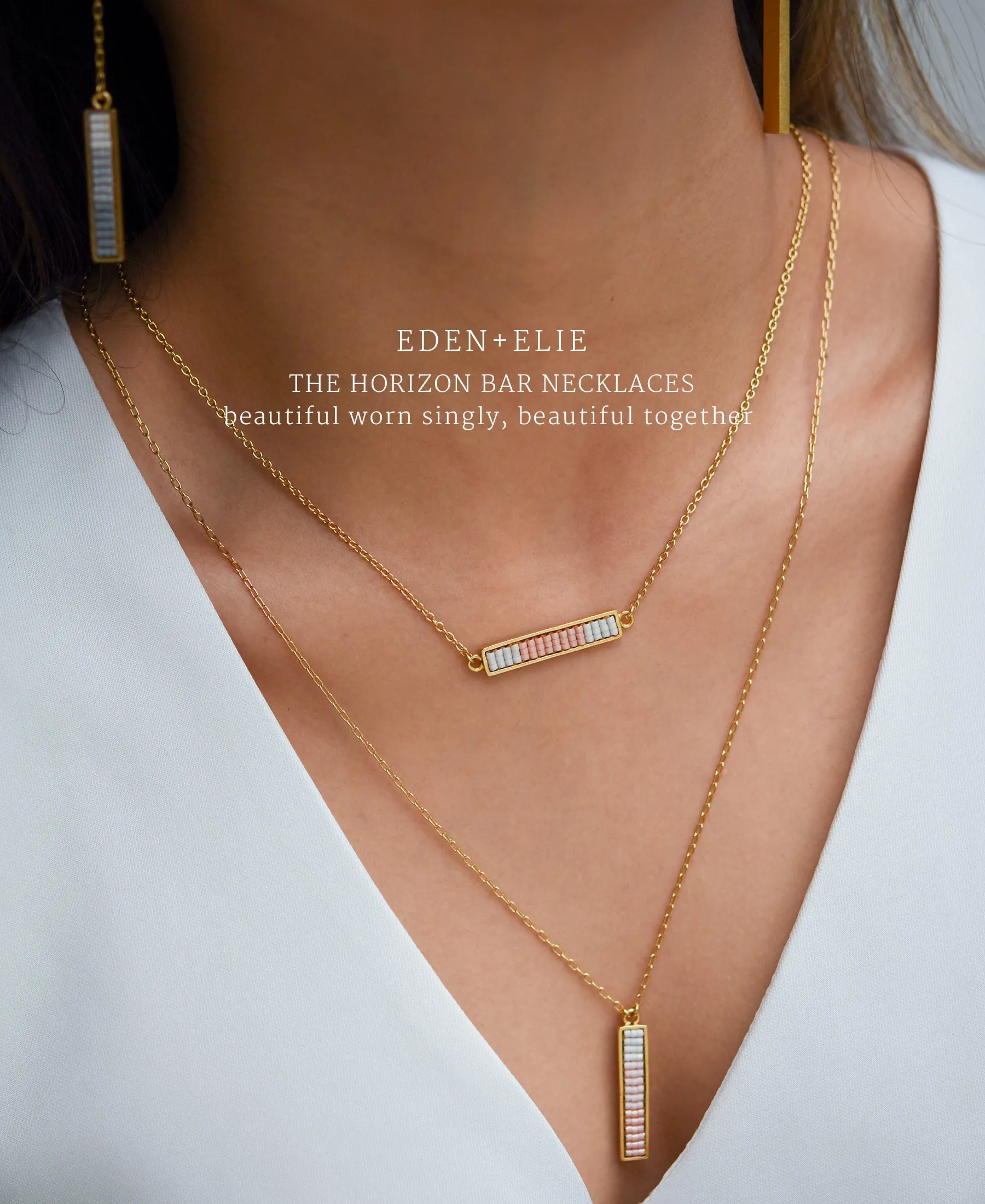 EDEN   ELIE Horizon Vertical bar necklace - emerald green