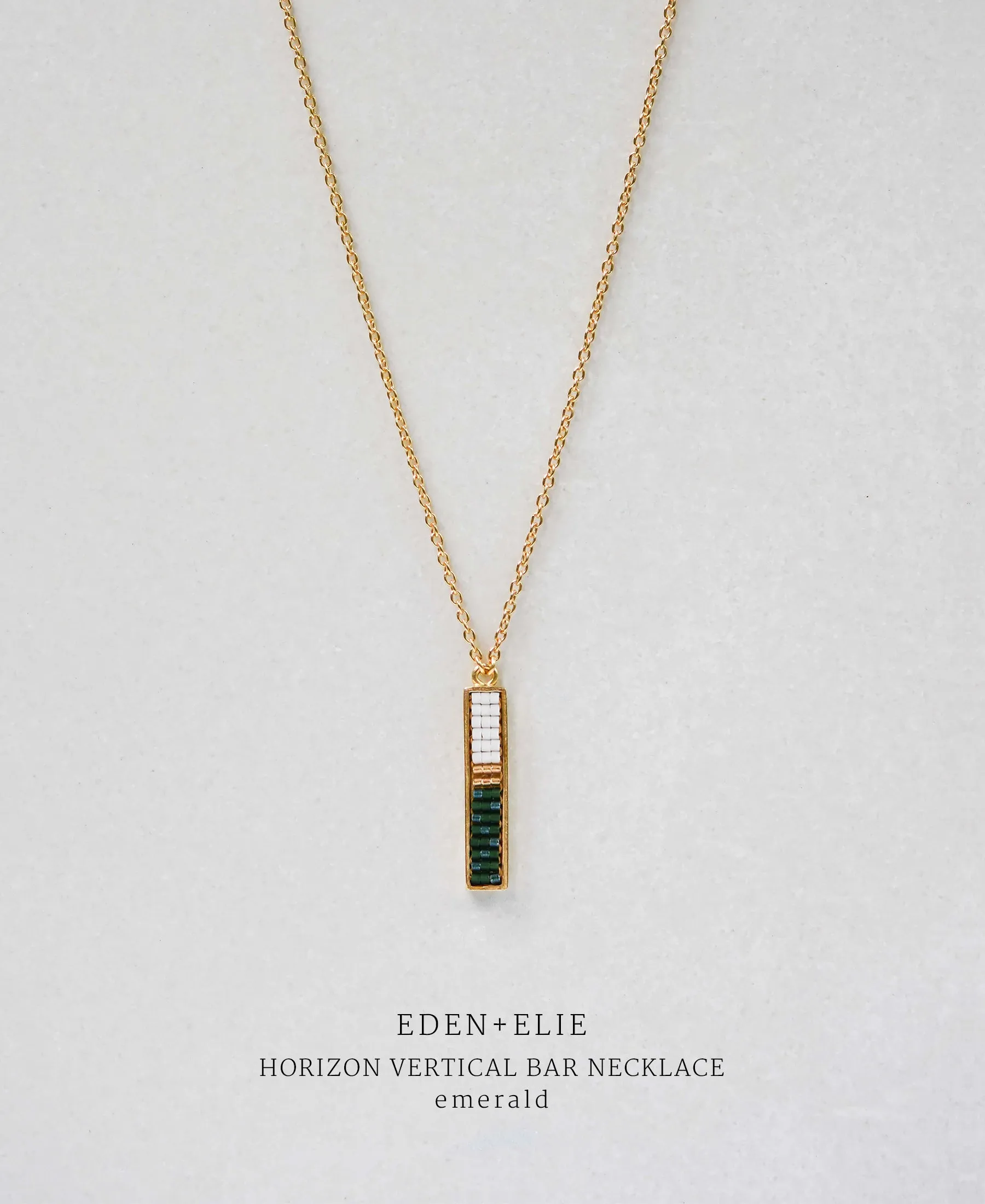 EDEN   ELIE Horizon Vertical bar necklace - emerald green