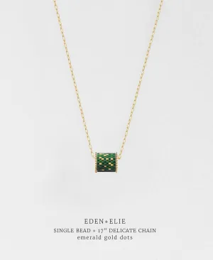 EDEN   ELIE Single bead with chain - Emerald Gold Dots