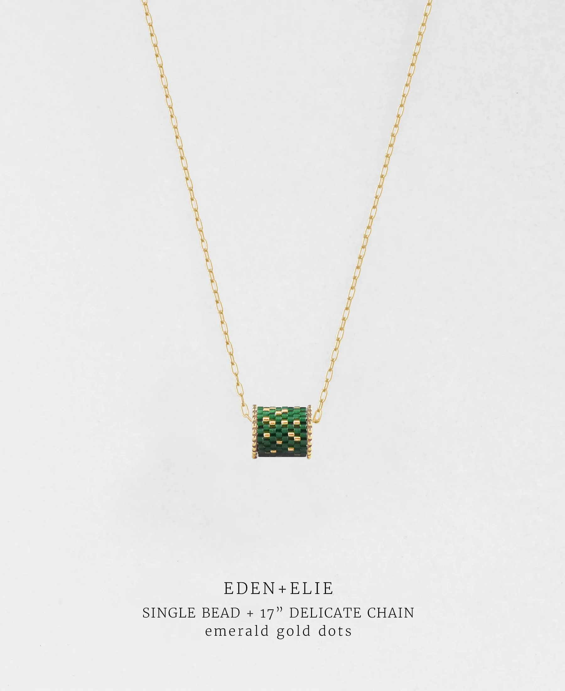 EDEN   ELIE Single bead with chain - Emerald Gold Dots