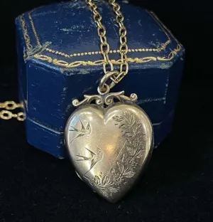 Edwardian 9ct Chinoiserie Swallow Locket