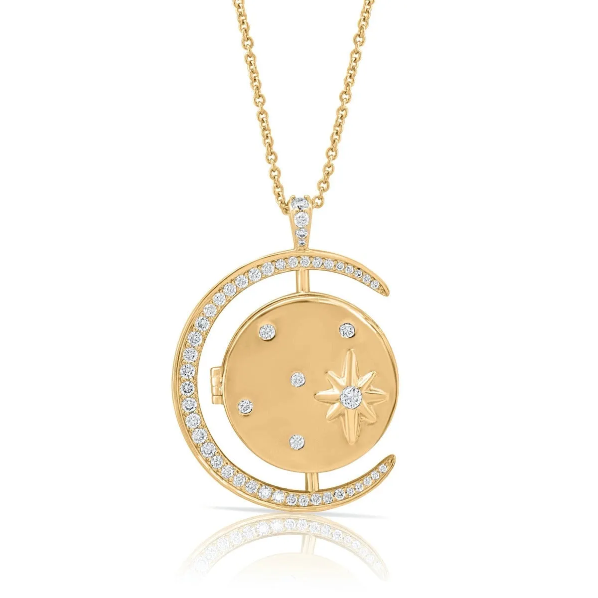 Elizabeth Stone Luna Locket in Gold