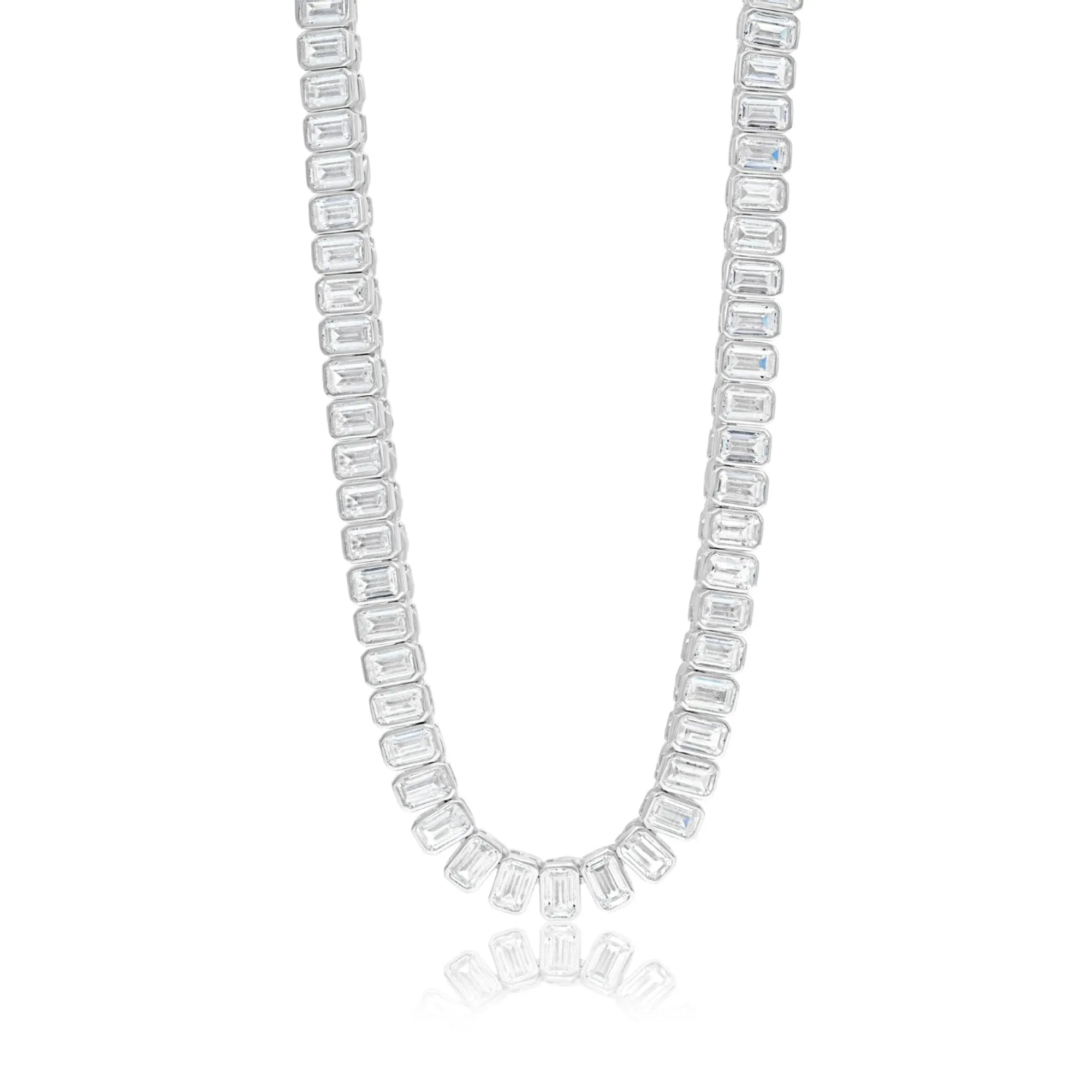 Emerald Bezel-Set Statement Tennis Necklace