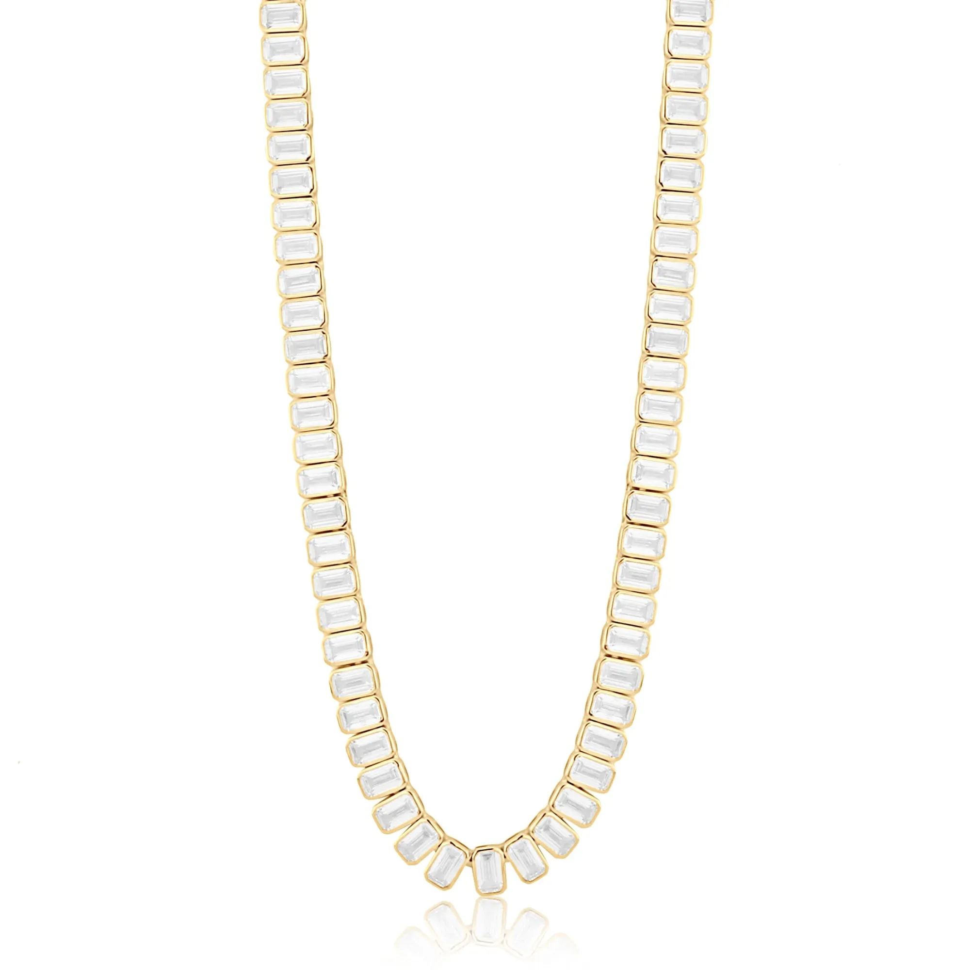 Emerald Bezel-Set Statement Tennis Necklace