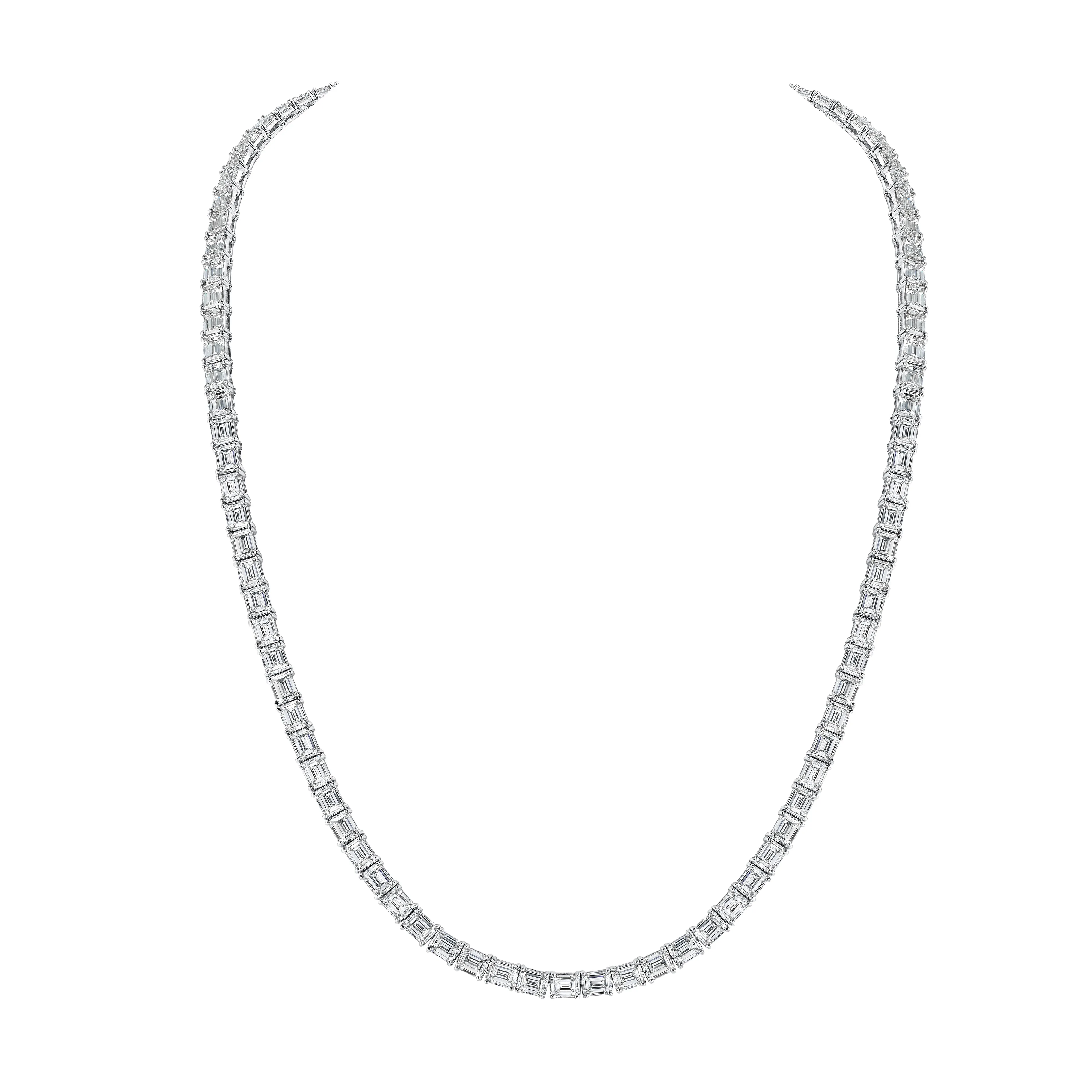 Emerald Cut East-West Diamond Tennis Necklace