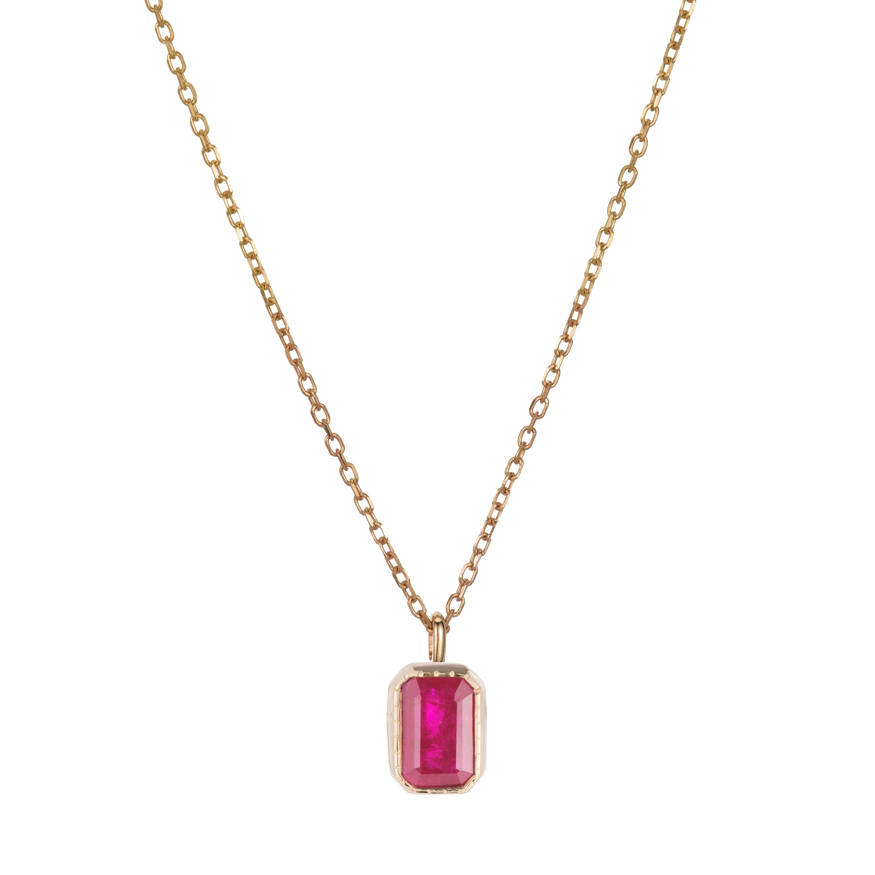 Emerald Cut Ruby Wisp Necklace (ready to ship option)*