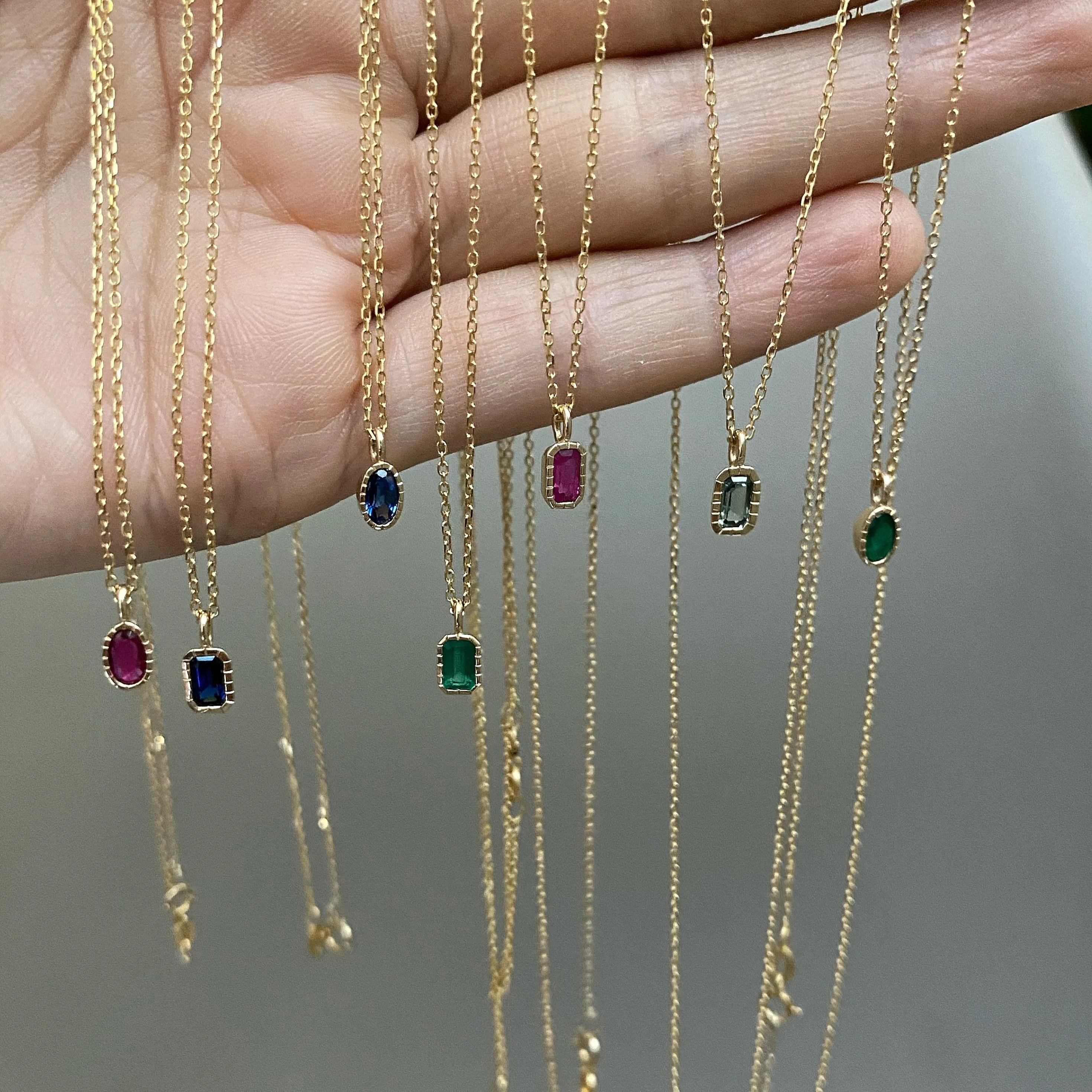 Emerald Cut Ruby Wisp Necklace (ready to ship option)*