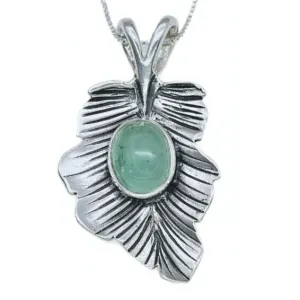 Emerald Leaf Pendant - Real Emerald Necklace - Leaf Statement Necklace