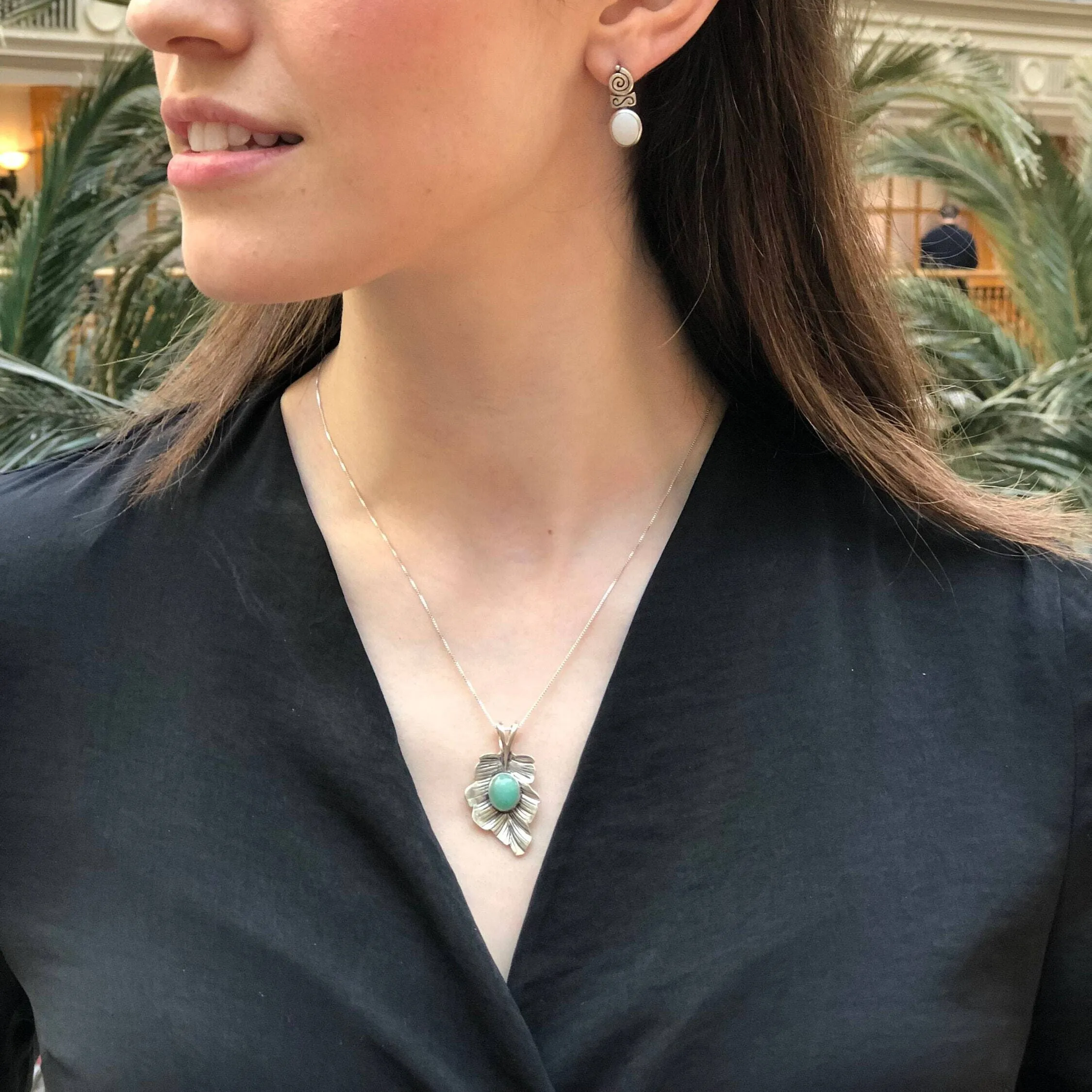 Emerald Leaf Pendant - Real Emerald Necklace - Leaf Statement Necklace
