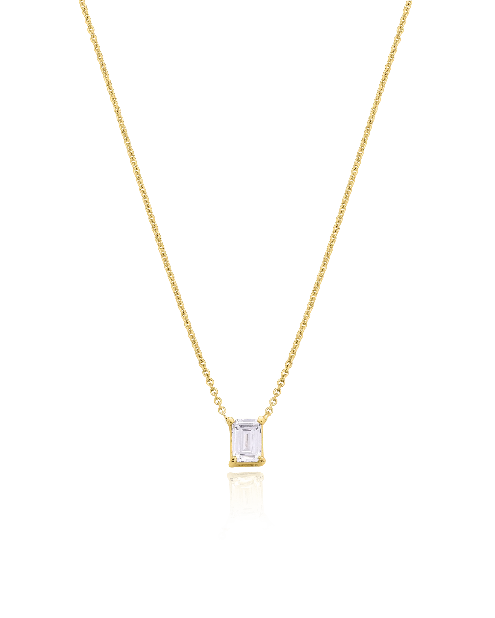 Emerald Solitaire Diamond Necklace - 14K Rose Gold