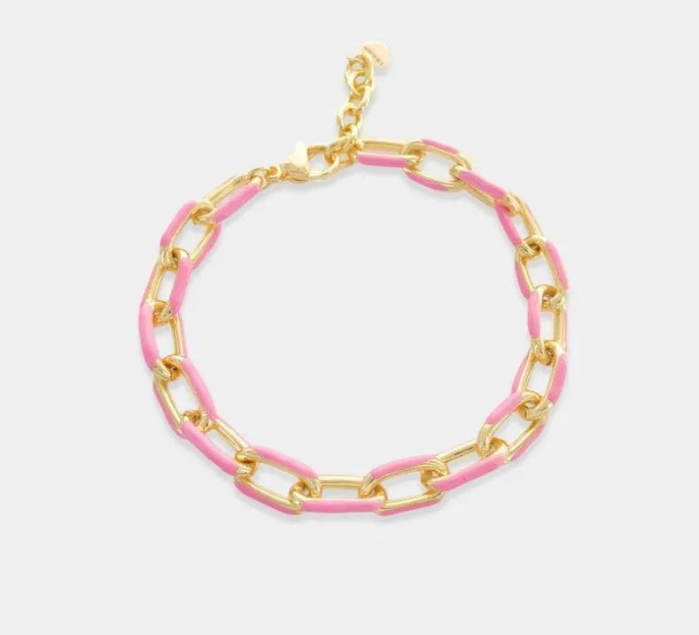 Enamel Paperclip Chain Bracelet