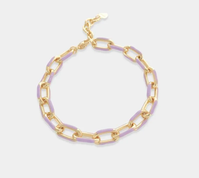 Enamel Paperclip Chain Bracelet