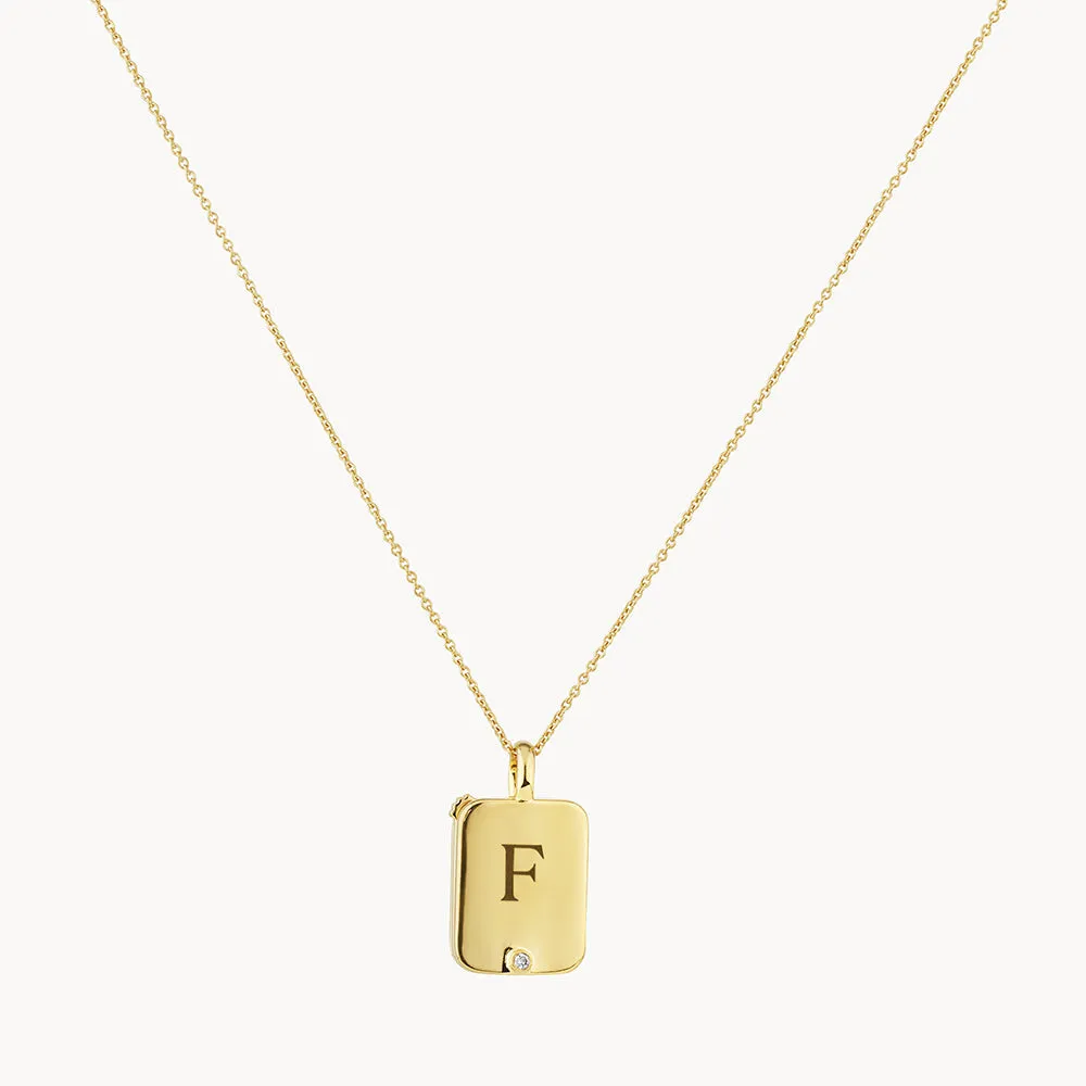 Engravable Rectangle Flip Locket Necklace in Gold