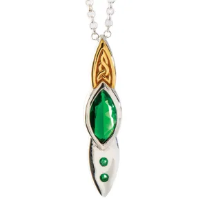 Eternity Celtic Knot Pendant Necklace with Emerald
