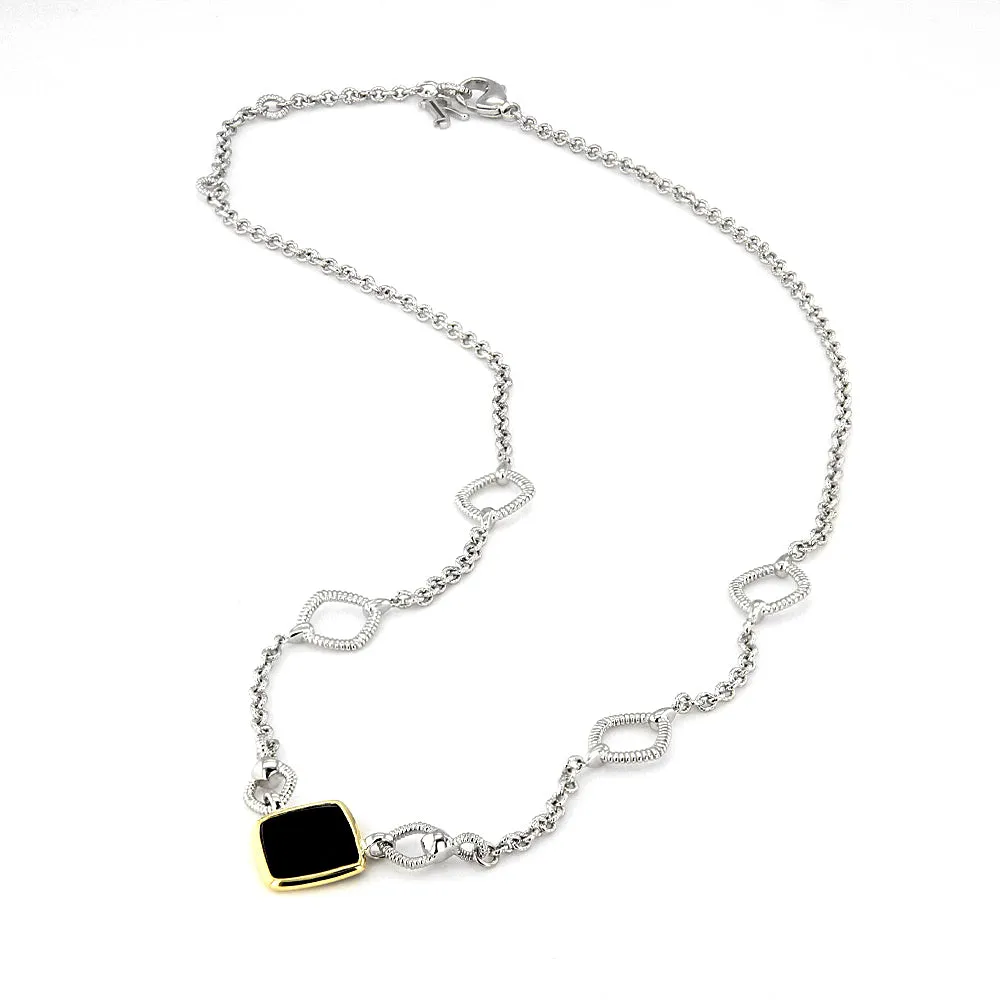 Eternity Station Necklace with Black Onyx and 18K Gold