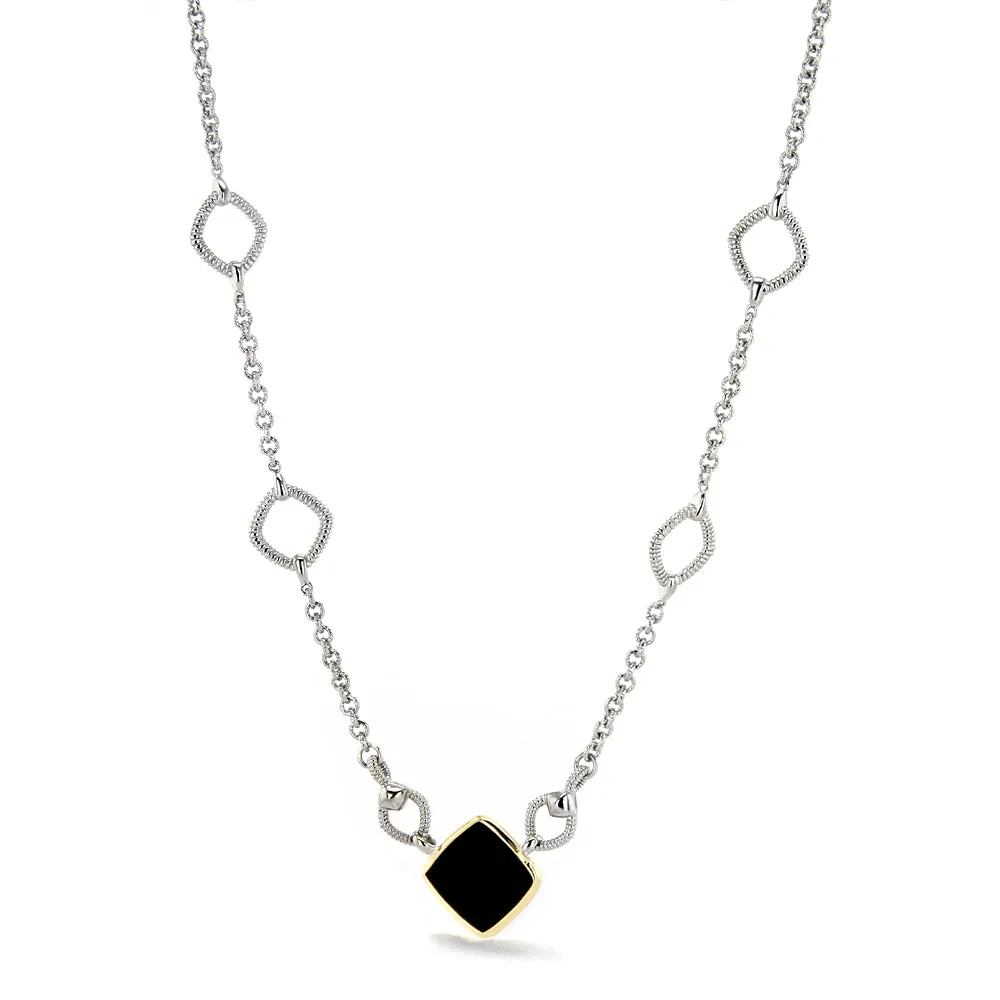 Eternity Station Necklace with Black Onyx and 18K Gold