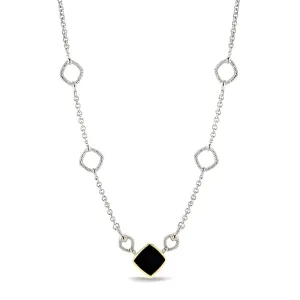 Eternity Station Necklace with Black Onyx and 18K Gold